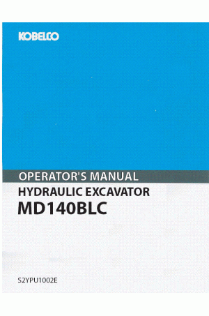 Kobelco MD140BLC Operator`s Manual