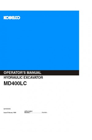 Kobelco MD400LC Operator`s Manual