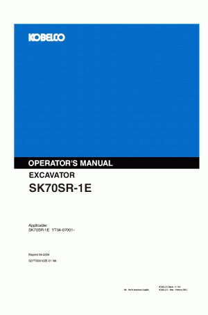 Kobelco SK70SR Operator`s Manual