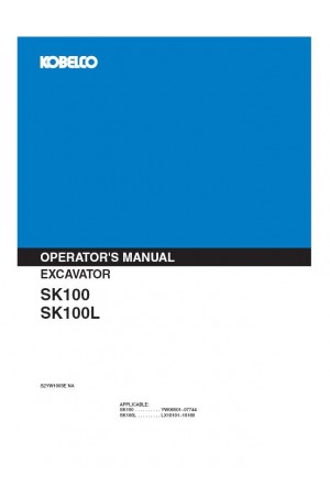 Kobelco SK100 Operator`s Manual