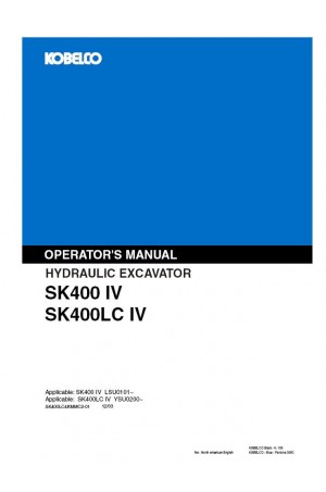Kobelco SK400, SK400LC Operator`s Manual