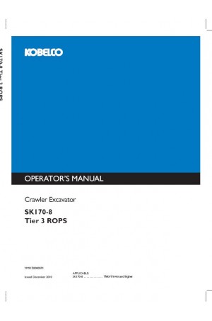 Kobelco SK170-8 Operator`s Manual