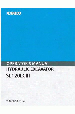 Kobelco SK120LC Operator`s Manual