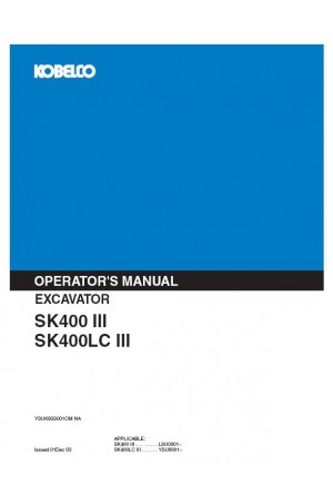 Kobelco SK400, SK400LC Operator`s Manual