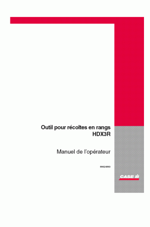 Case IH HDX3R Operator`s Manual