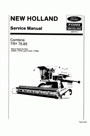 New Holland TR75, TR85 Service Manual