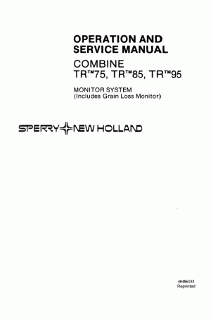 New Holland 85, TR75 Operator`s Manual