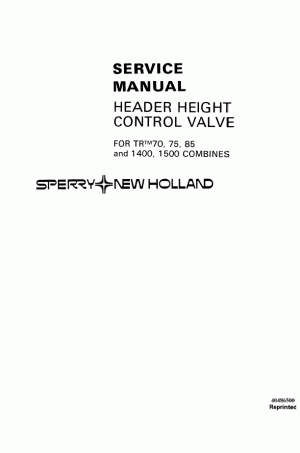 New Holland 1400, 1500, 75, 85 Service Manual