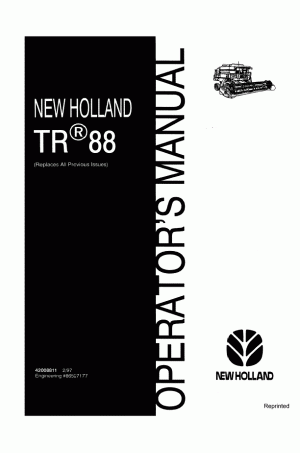 New Holland TR88 Operator`s Manual