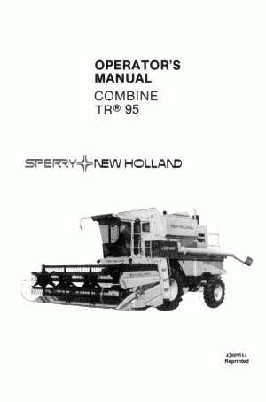 New Holland TR95 Operator`s Manual