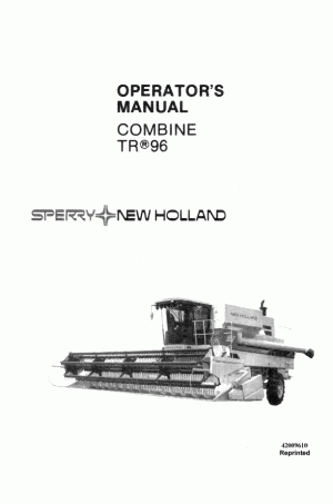 New Holland TR96 Operator`s Manual