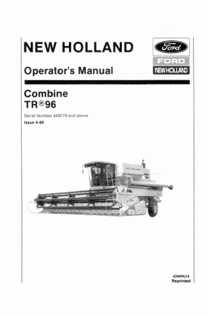 New Holland TR96 Operator`s Manual