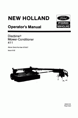 New Holland 411 Operator`s Manual