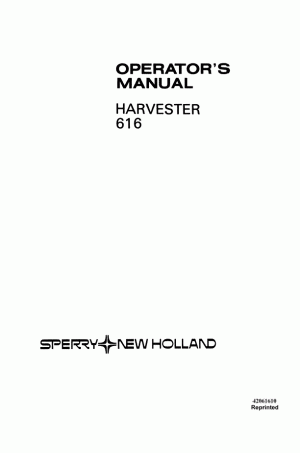 New Holland 616 Operator`s Manual