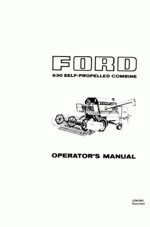 New Holland 630 Operator`s Manual