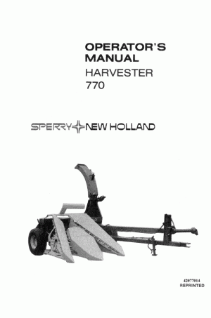New Holland 770 Operator`s Manual