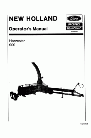 New Holland 900 Operator`s Manual