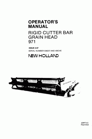 New Holland 971 Operator`s Manual