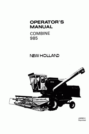 New Holland 985 Operator`s Manual