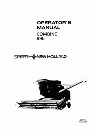 New Holland 995 Operator`s Manual