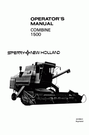 New Holland 1500 Operator`s Manual