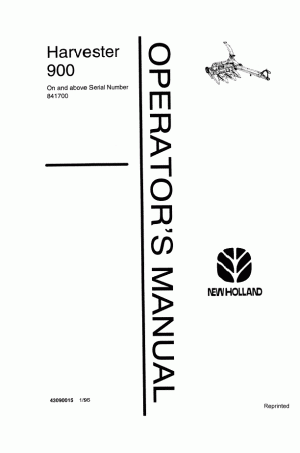 New Holland 900 Operator`s Manual