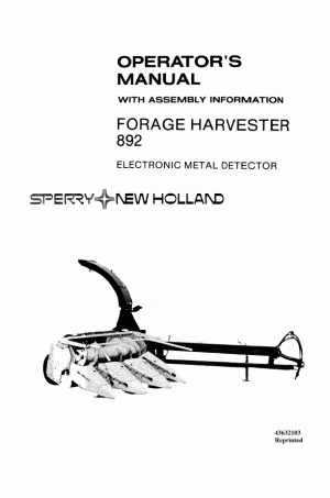 New Holland 892 Operator`s Manual