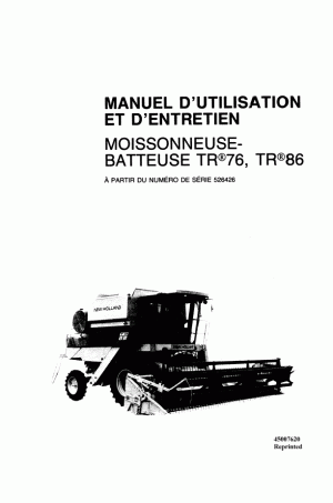 New Holland 86 Operator`s Manual