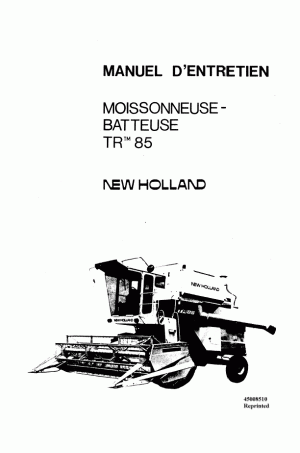 New Holland TR85 Operator`s Manual