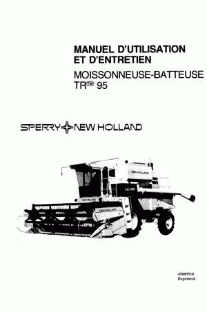 New Holland TR95 Operator`s Manual