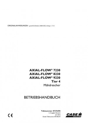 Case IH Axial-Flow 7230, Axial-Flow 8230, Axial-Flow 9230 Operator`s Manual