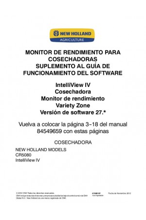 New Holland CR5080, Intelliview Operator`s Manual