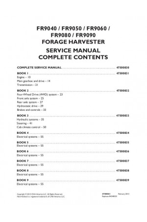 New Holland FR9040, FR9050, FR9060, FR9080, FR9090 Service Manual