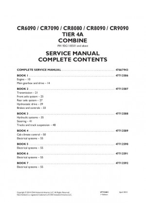 New Holland CR6090, CR7090, CR8080, CR8090, CR9090 Service Manual