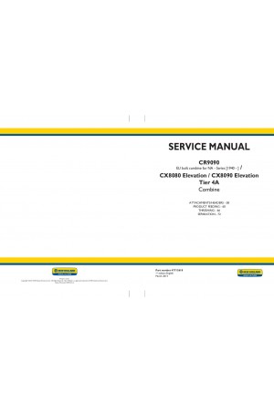 New Holland CR9090, CX8080 ELEVATION, CX8090 ELEVATION Service Manual