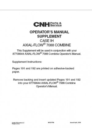 Case IH 7088 Operator`s Manual