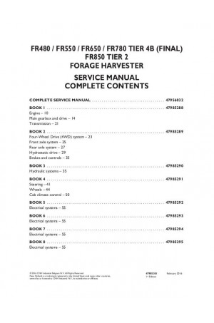 New Holland FR480, FR550, FR650, FR780, FR850 Service Manual