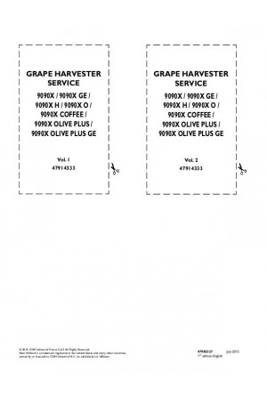 New Holland 9090X, 9090X Coffee, 9090X GE, 9090X H, 9090X O, 9090X Olive Plus, 9090X Olive Plus GE Service Manual