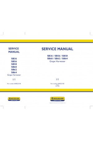 New Holland SB36, SB56, SB58, SB60, SB62, SB64 Service Manual