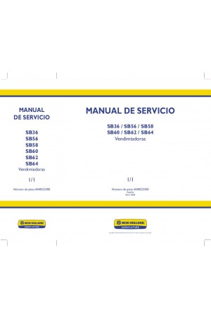 New Holland SB36, SB56, SB58, SB60, SB62, SB64 Service Manual