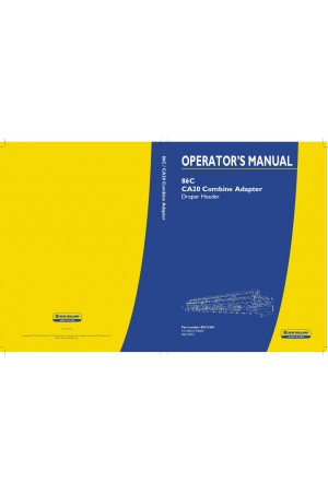 New Holland 86C, CA20 Operator`s Manual