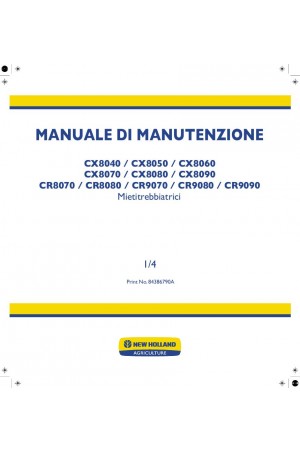 New Holland CR8070, CR8080, CR9070, CR9080, CR9090, CX8040, CX8050, CX8060, CX8070, CX8080, CX8090 Service Manual