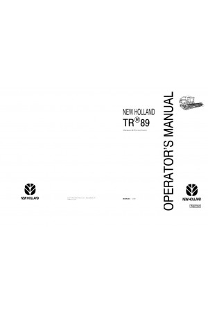 New Holland TR89 Operator`s Manual