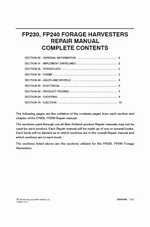 New Holland FP230, FP240 Service Manual