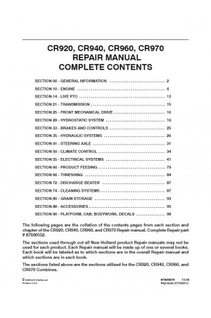 New Holland CR920, CR940, CR960, CR970 Service Manual