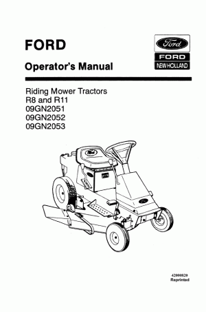 New Holland R11, R8 Operator`s Manual