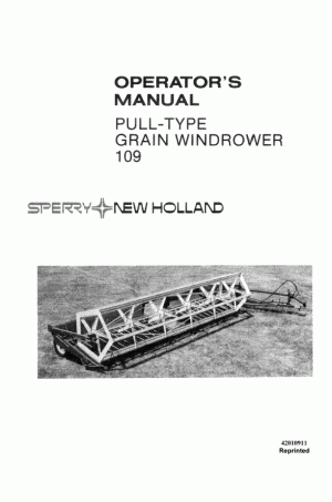 New Holland 109 Operator`s Manual