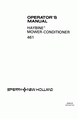 New Holland 461 Operator`s Manual