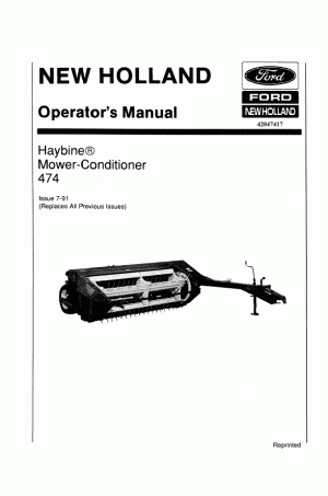 New Holland 474 Operator`s Manual