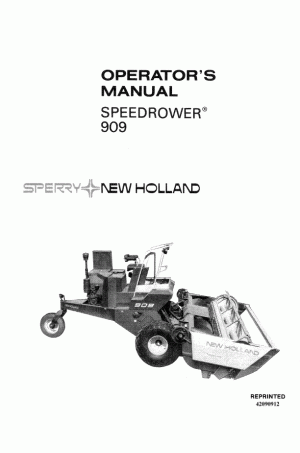 New Holland 909 Operator`s Manual